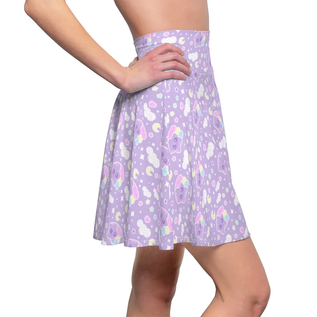 Magical sky shooting star cuties women's skater skirt - purple