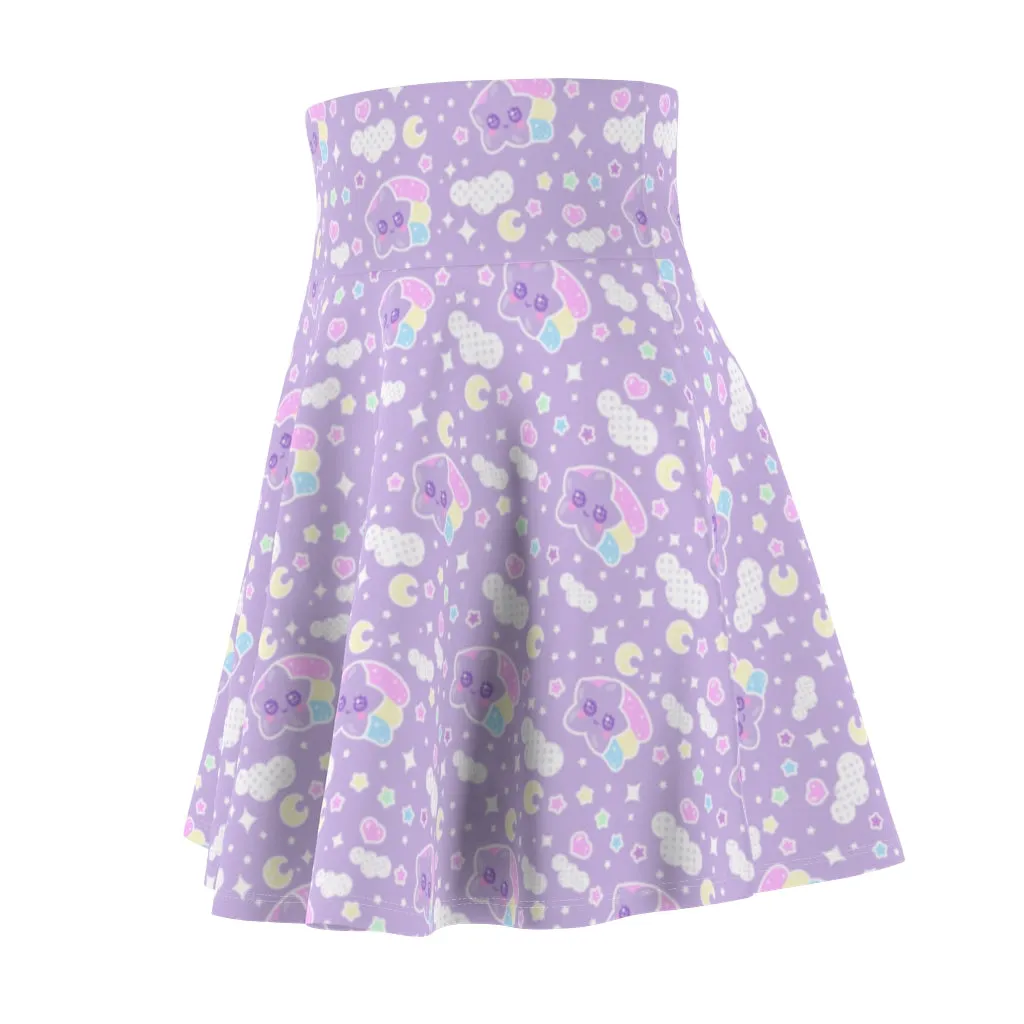 Magical sky shooting star cuties women's skater skirt - purple