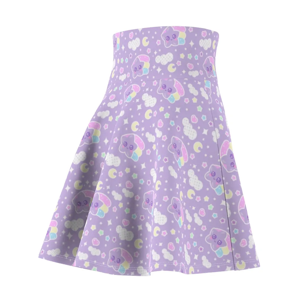 Magical sky shooting star cuties women's skater skirt - purple