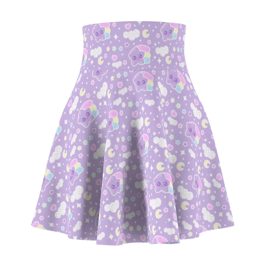 Magical sky shooting star cuties women's skater skirt - purple