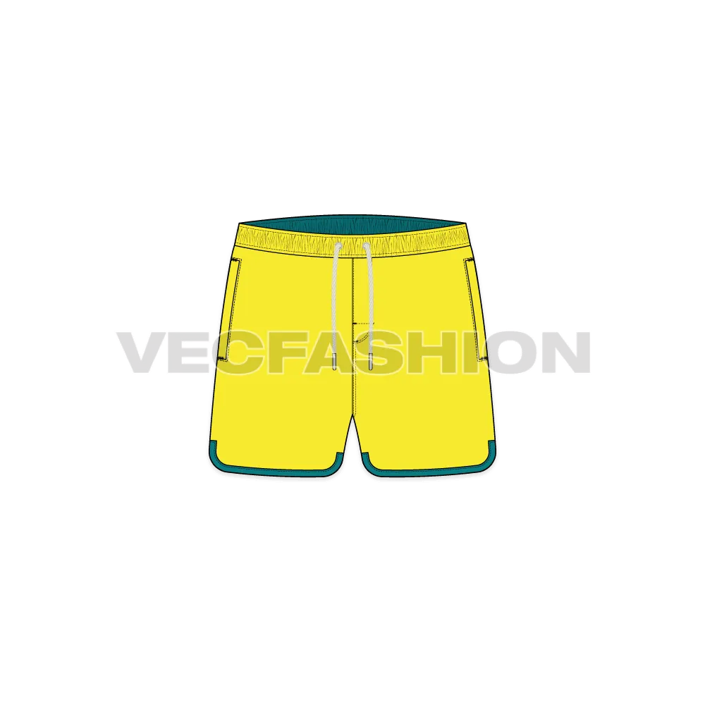 Mens Curved Hem Swim Shorts