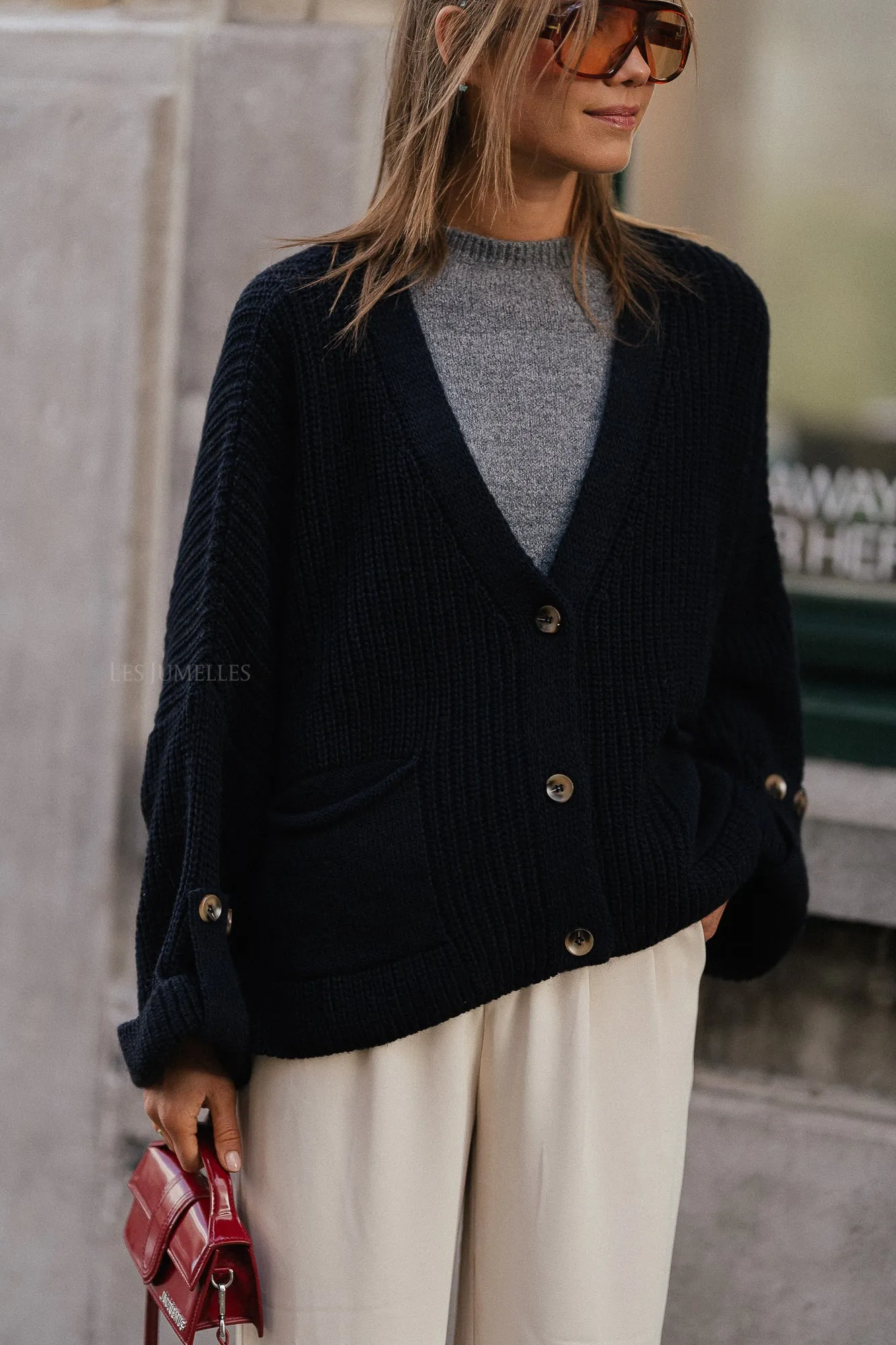 Noemie knitted cardigan night sky