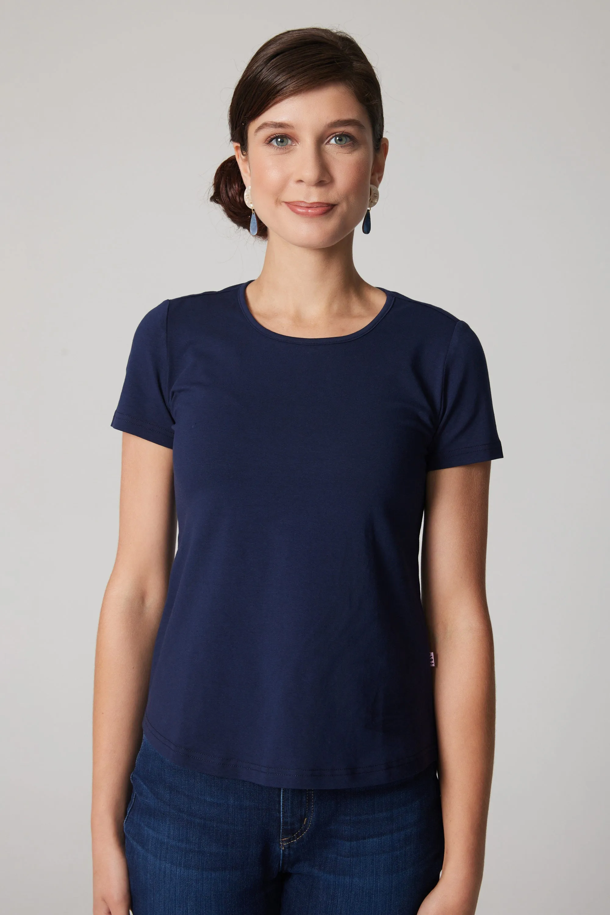 Organic scoop neck t-shirt - Navy