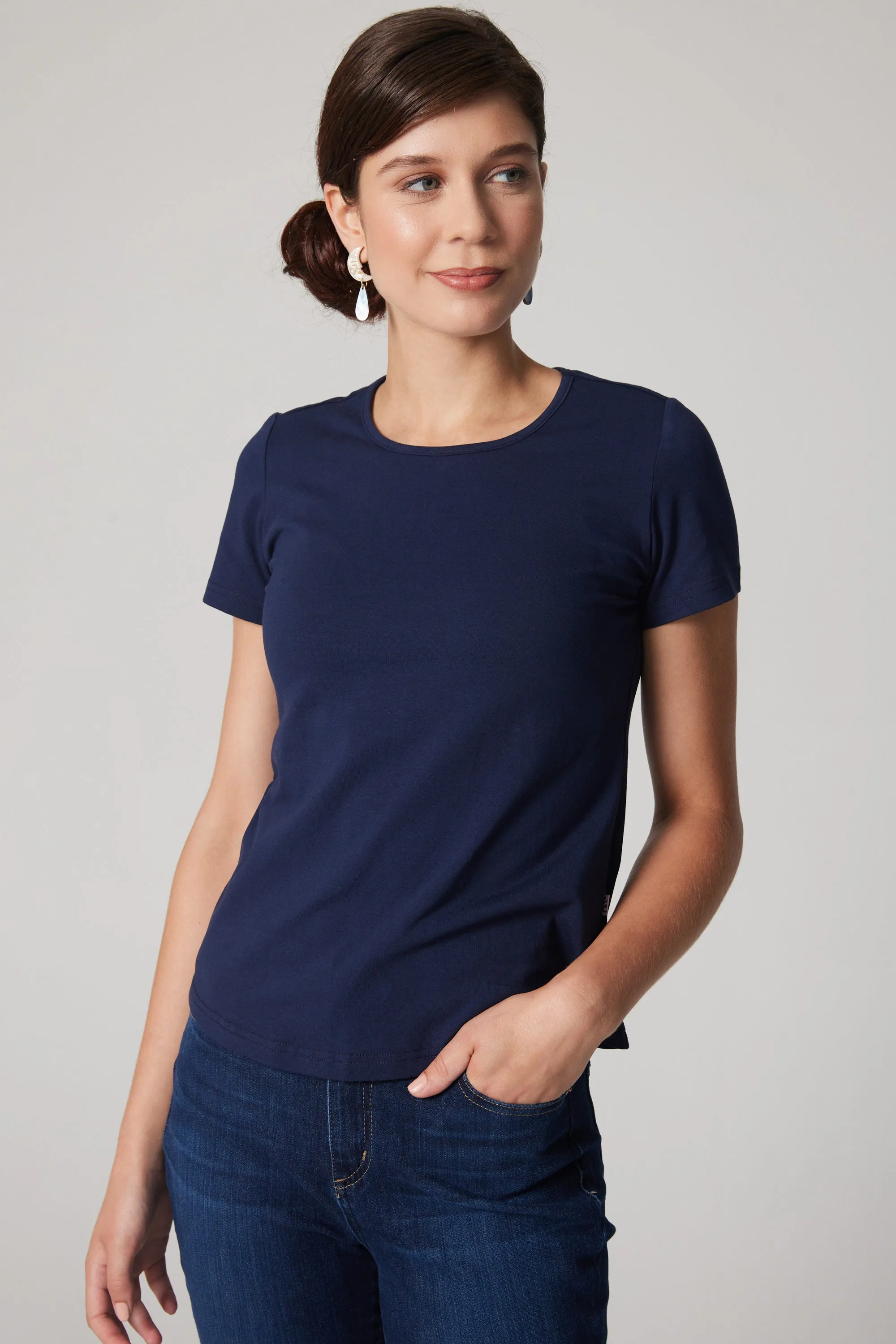 Organic scoop neck t-shirt - Navy