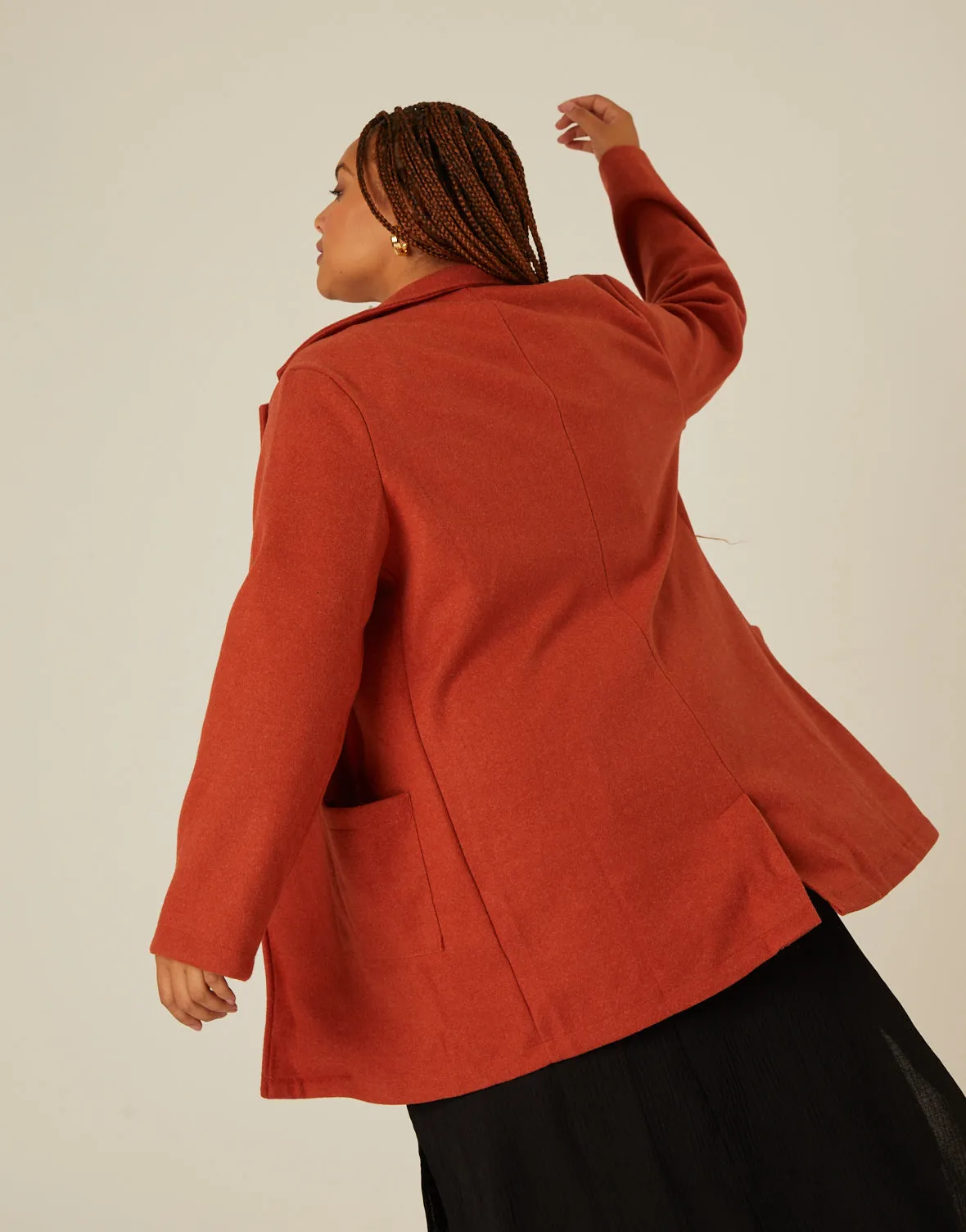 Plus Size Open Front Coat