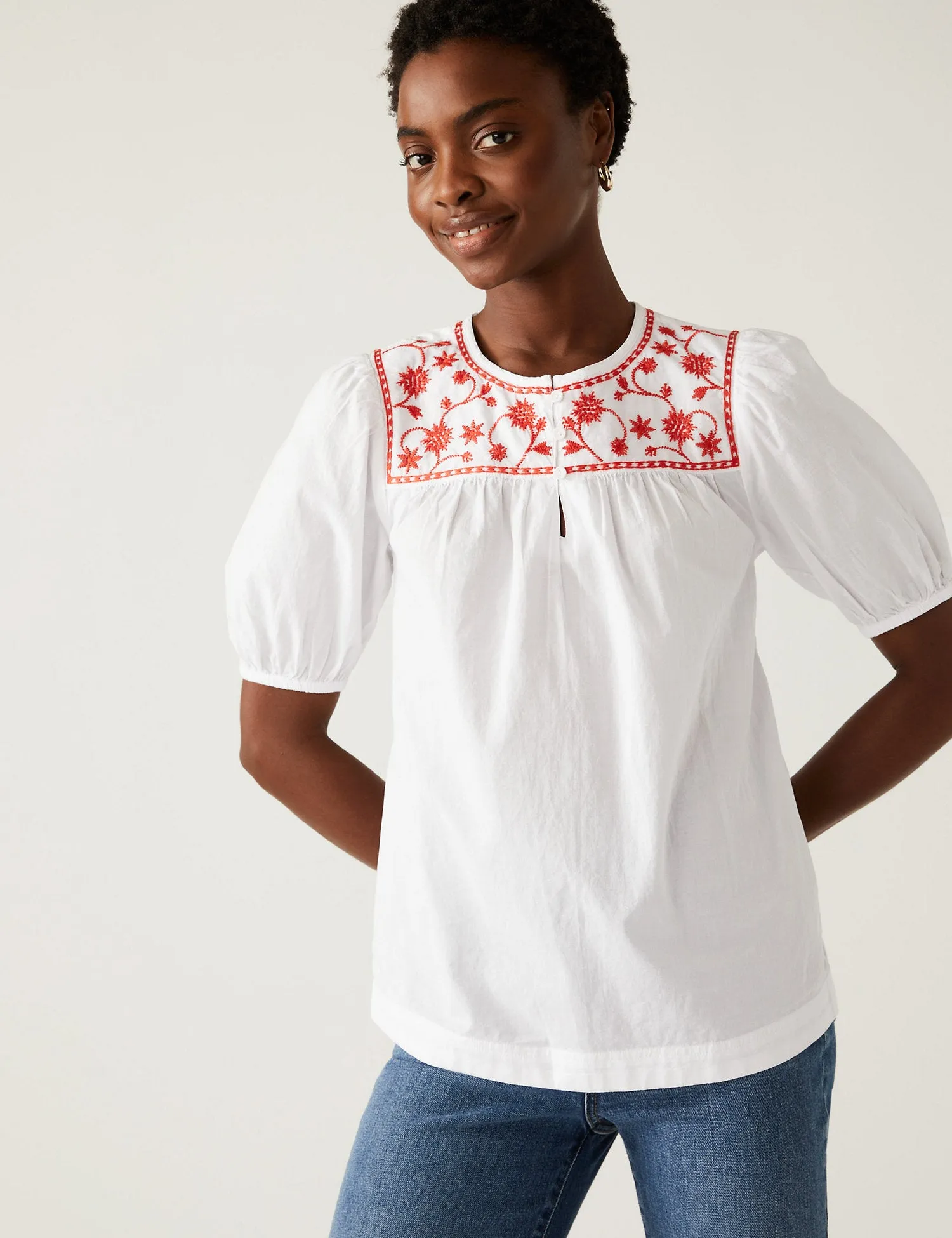 Pure Cotton Embroidered Top