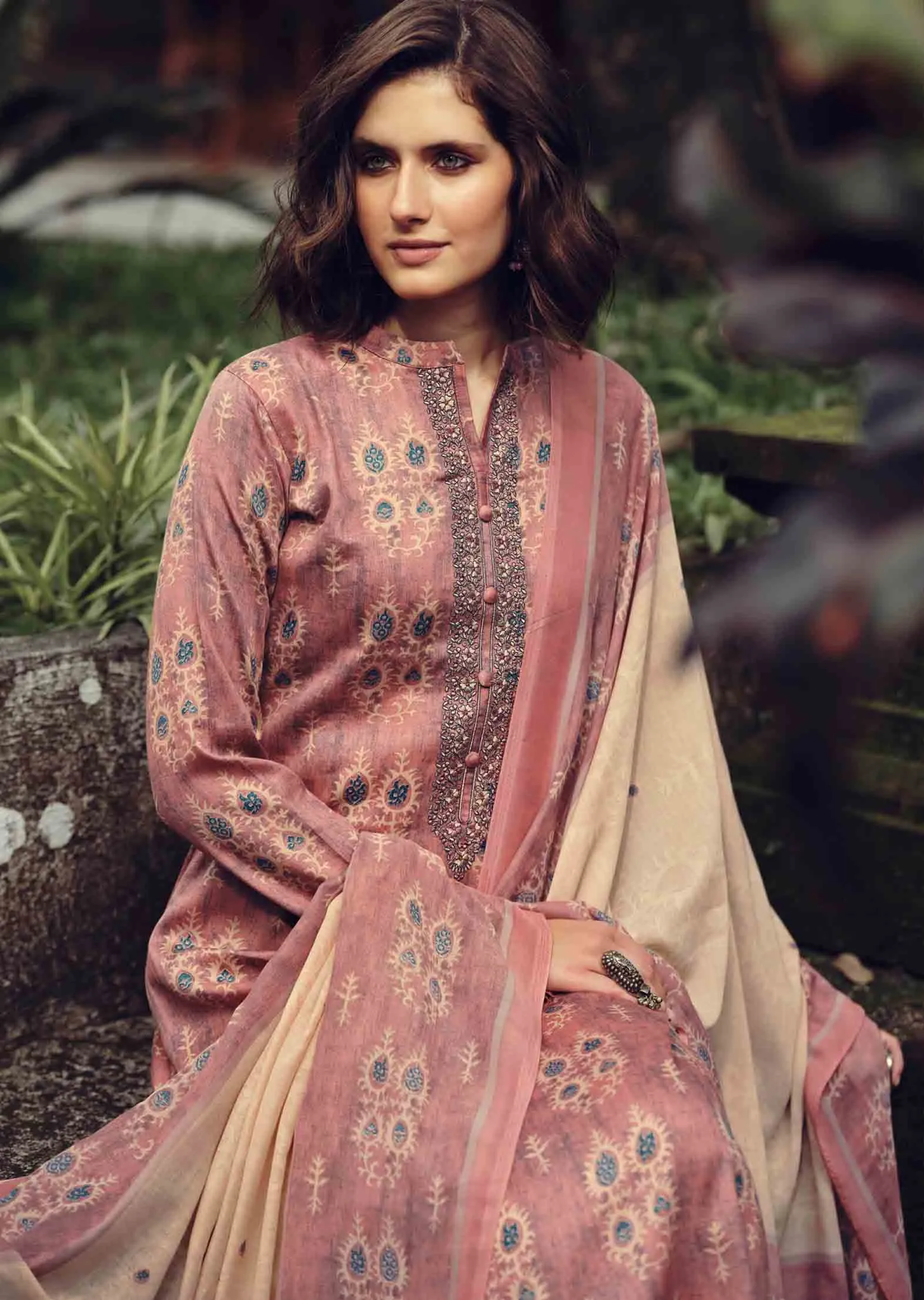 Pure Cotton Silk Unstitched Women Suit Dress Materials with Embroidery