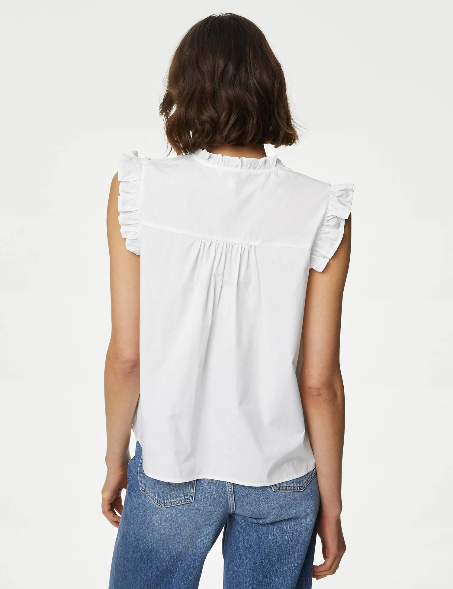 Pure Cotton V-Neck Lace Insert Top