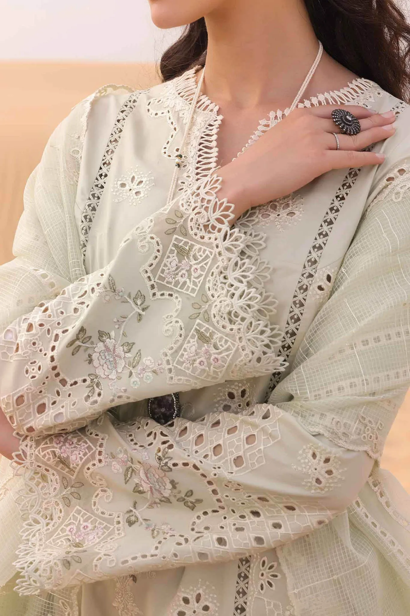 Qalamkar Unstitched 3 Piece Chikankari Eid Edit Collection'2024-KM-04-Sorcha