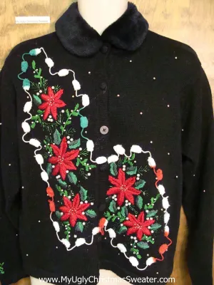 Red Poinsettias Ugly Christmas Sweater