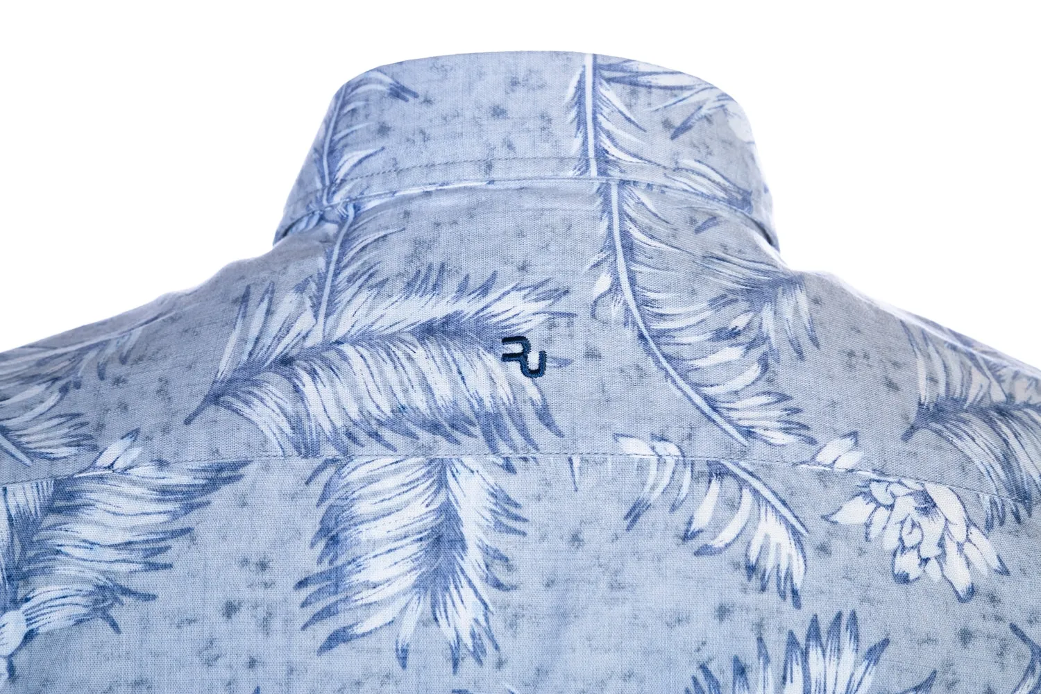 Remus Uomo Fern Print Short Sleeve Shirt in Sky Blue