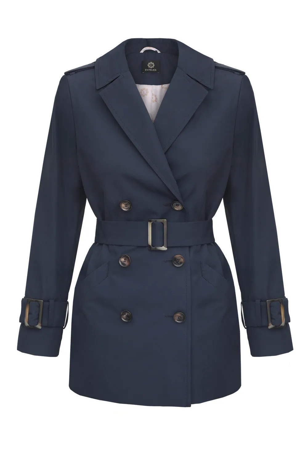 Short Trench Coat Navy Blue