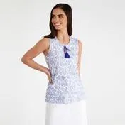 Sleeveless Paisley Print Top