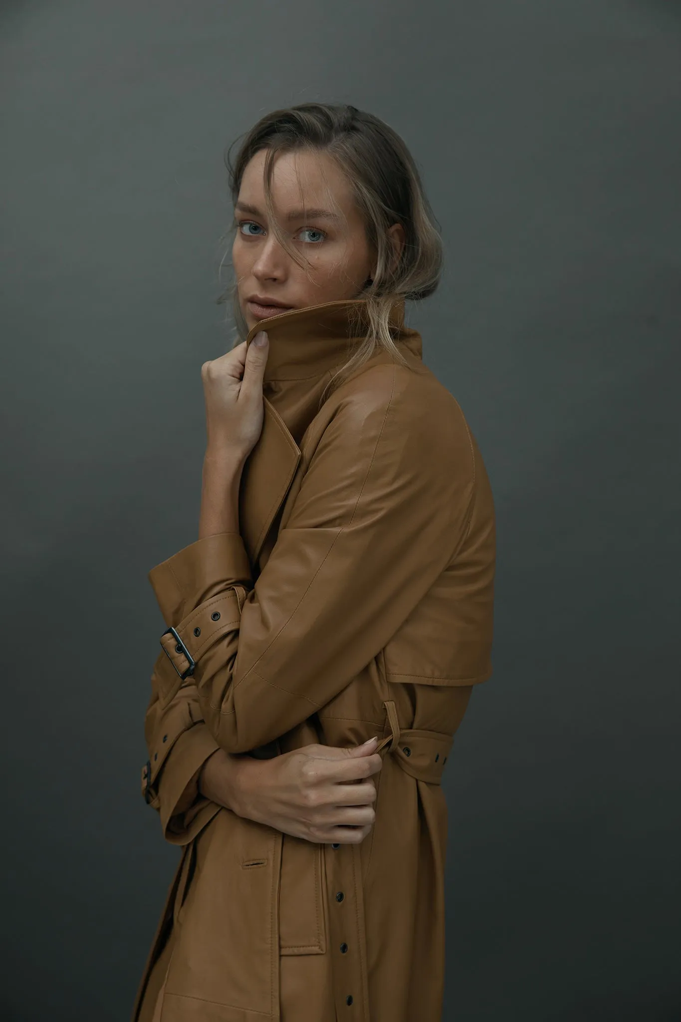 Soho Slouch Leather Trench Toasty Caramel Leather