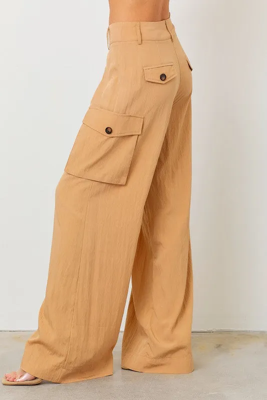 Taupe Wide Leg Cargo Pants