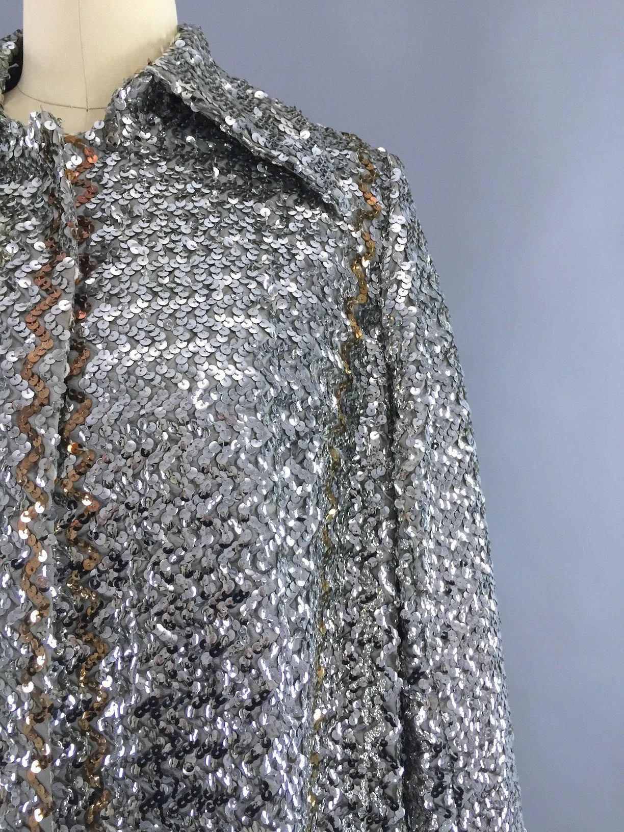 Vintage 1960s Sequined Trench Coat