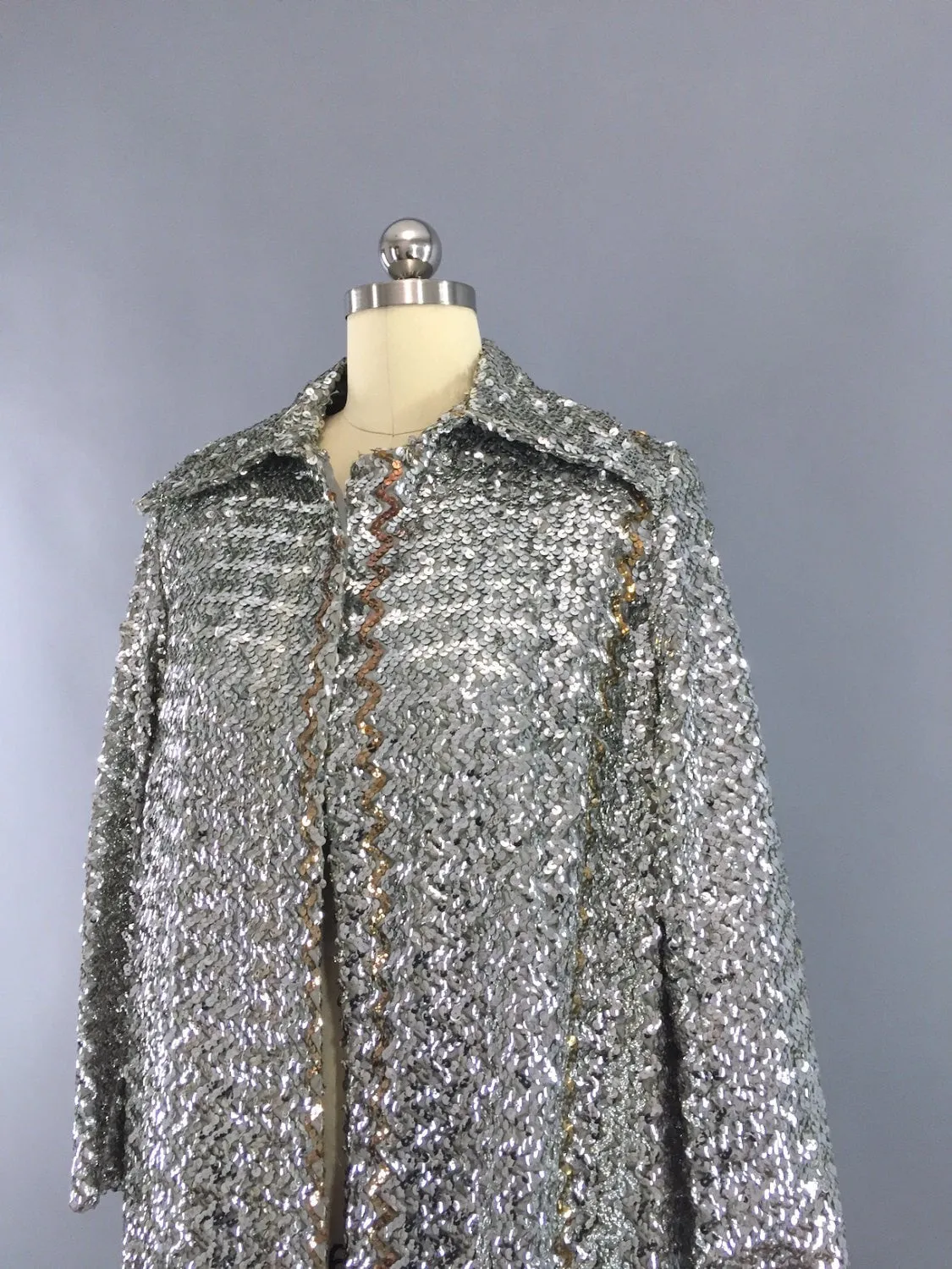 Vintage 1960s Sequined Trench Coat