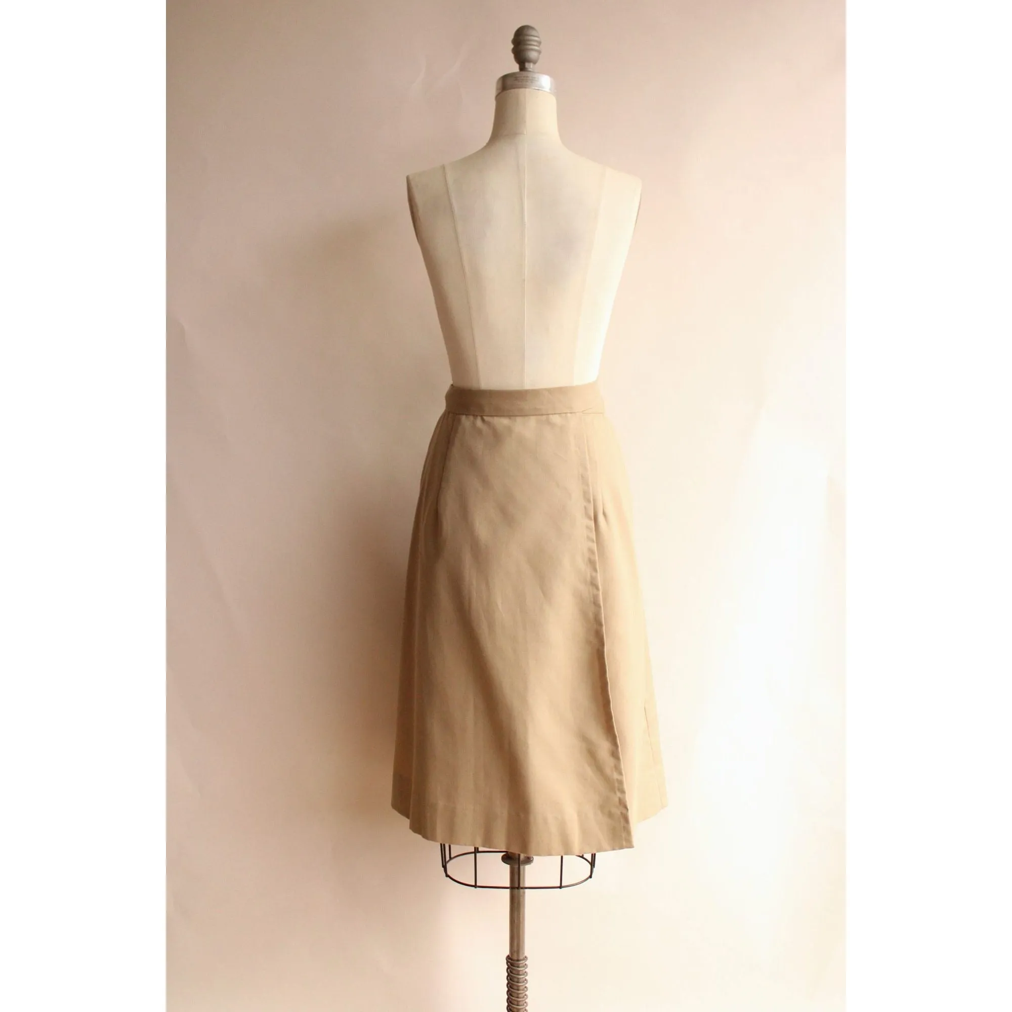 Vintage 1970s Khaki Wrap Skirt with Handpainted Flowers and Butterfly