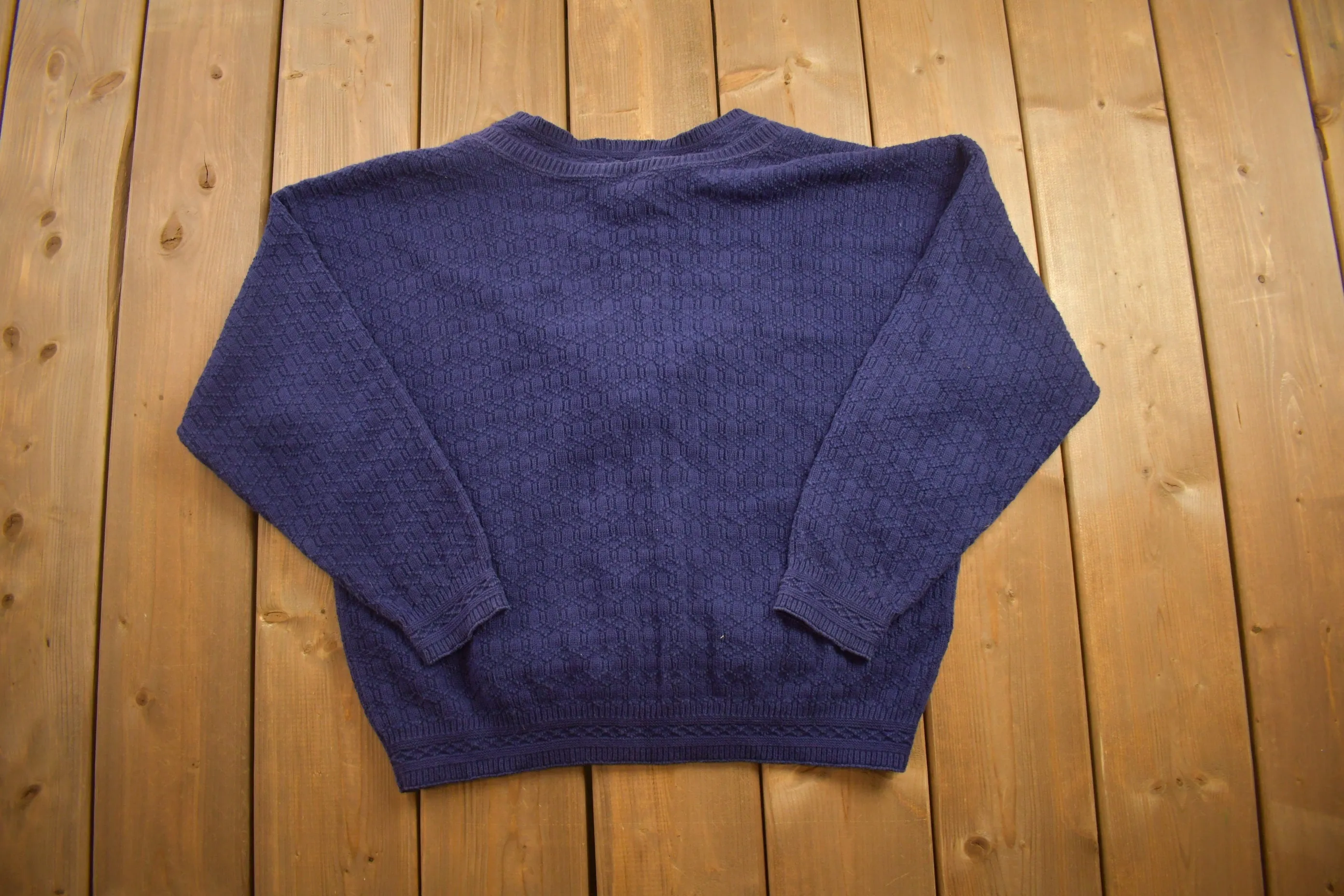 Vintage 1990s Sycamore Blue Knitted Cardigan Sweater