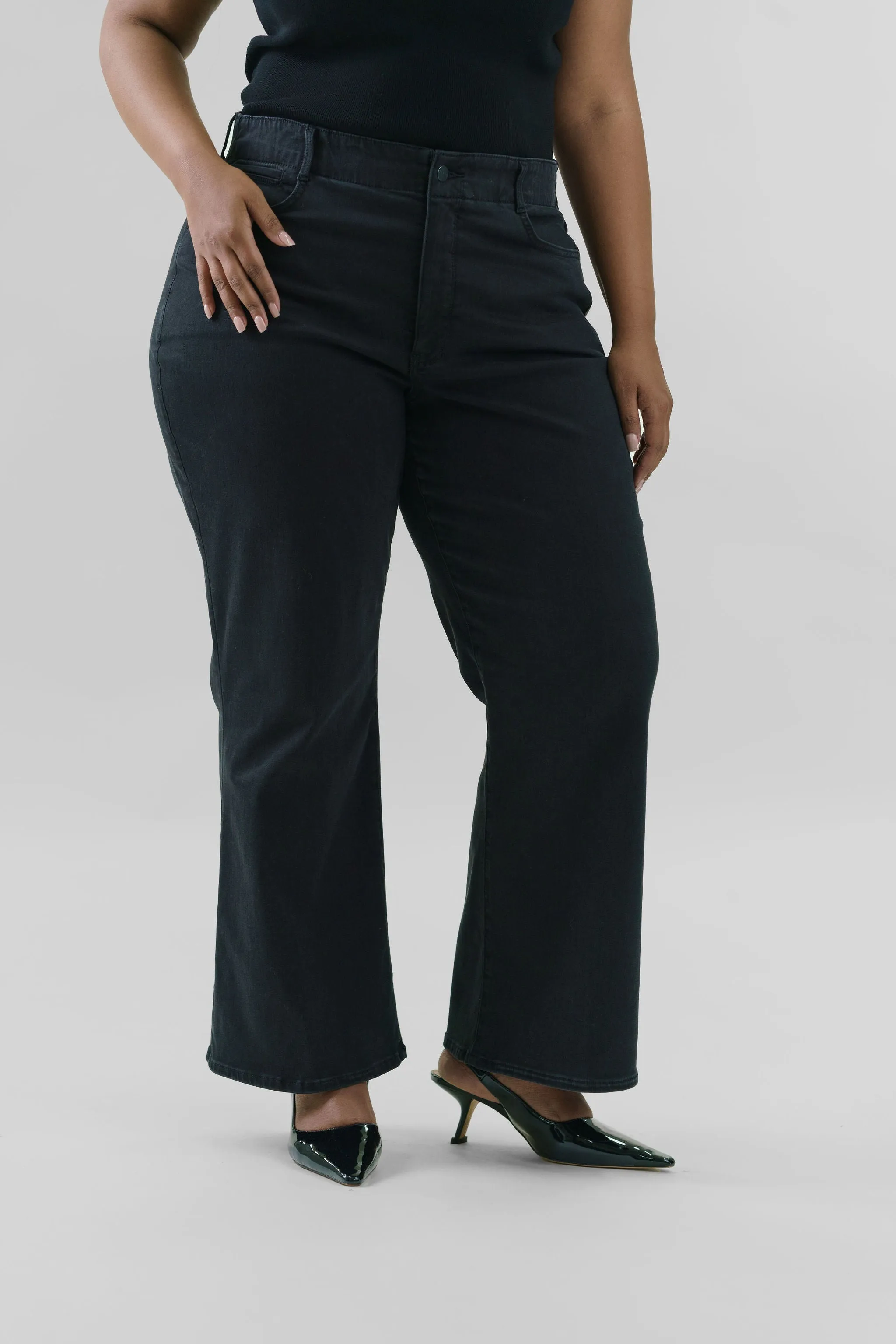 WAIST MATCH HIGH RISE MAJOR WIDE LEG JEAN