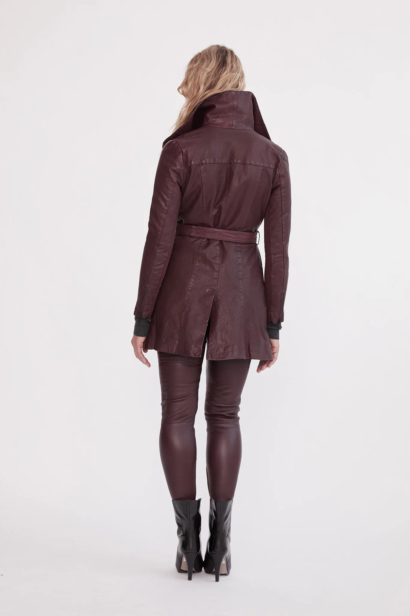 Washington Drape Trench Shiraz Leather - SAMPLE