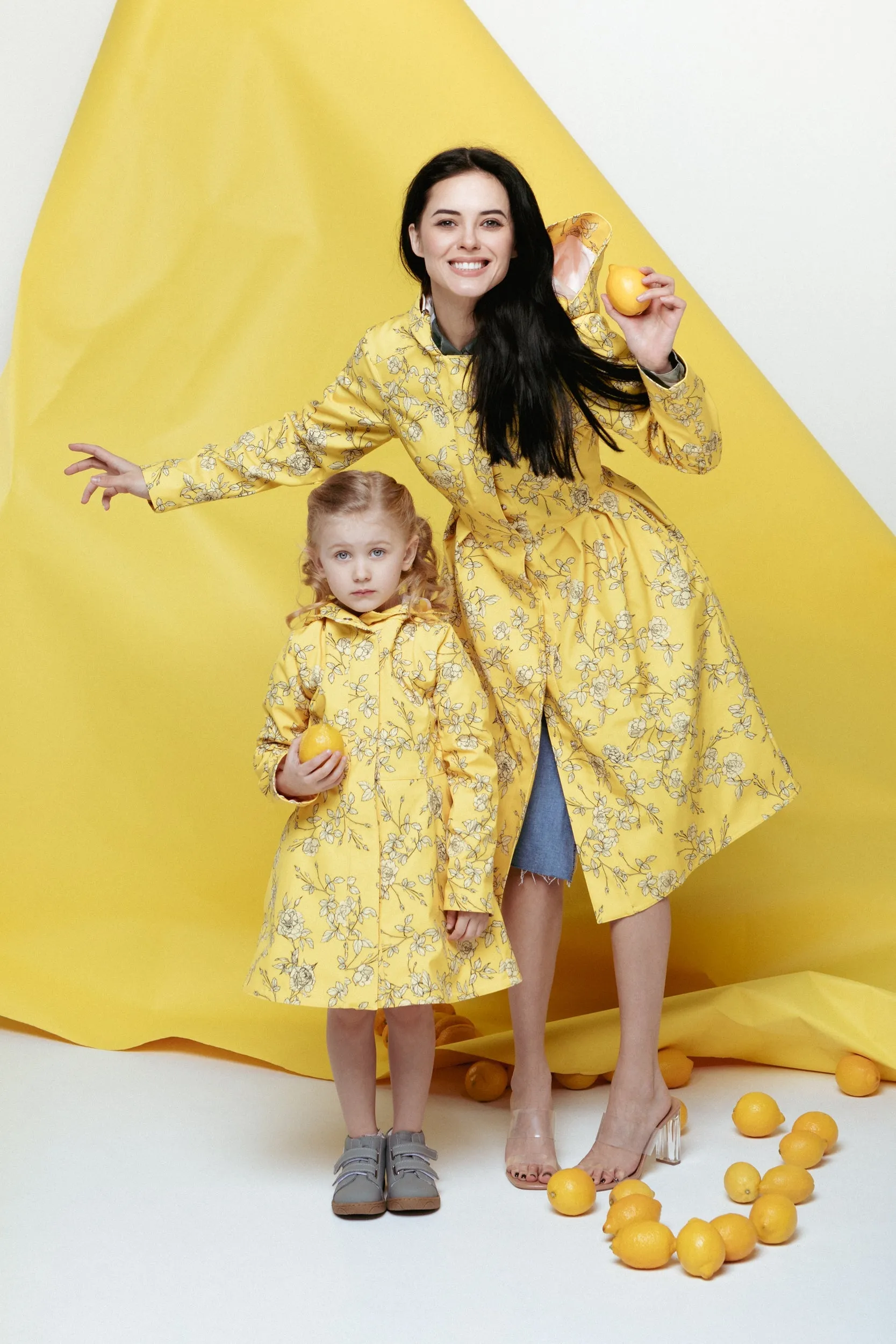 Wild Rose Raincoat Yellow and Off White