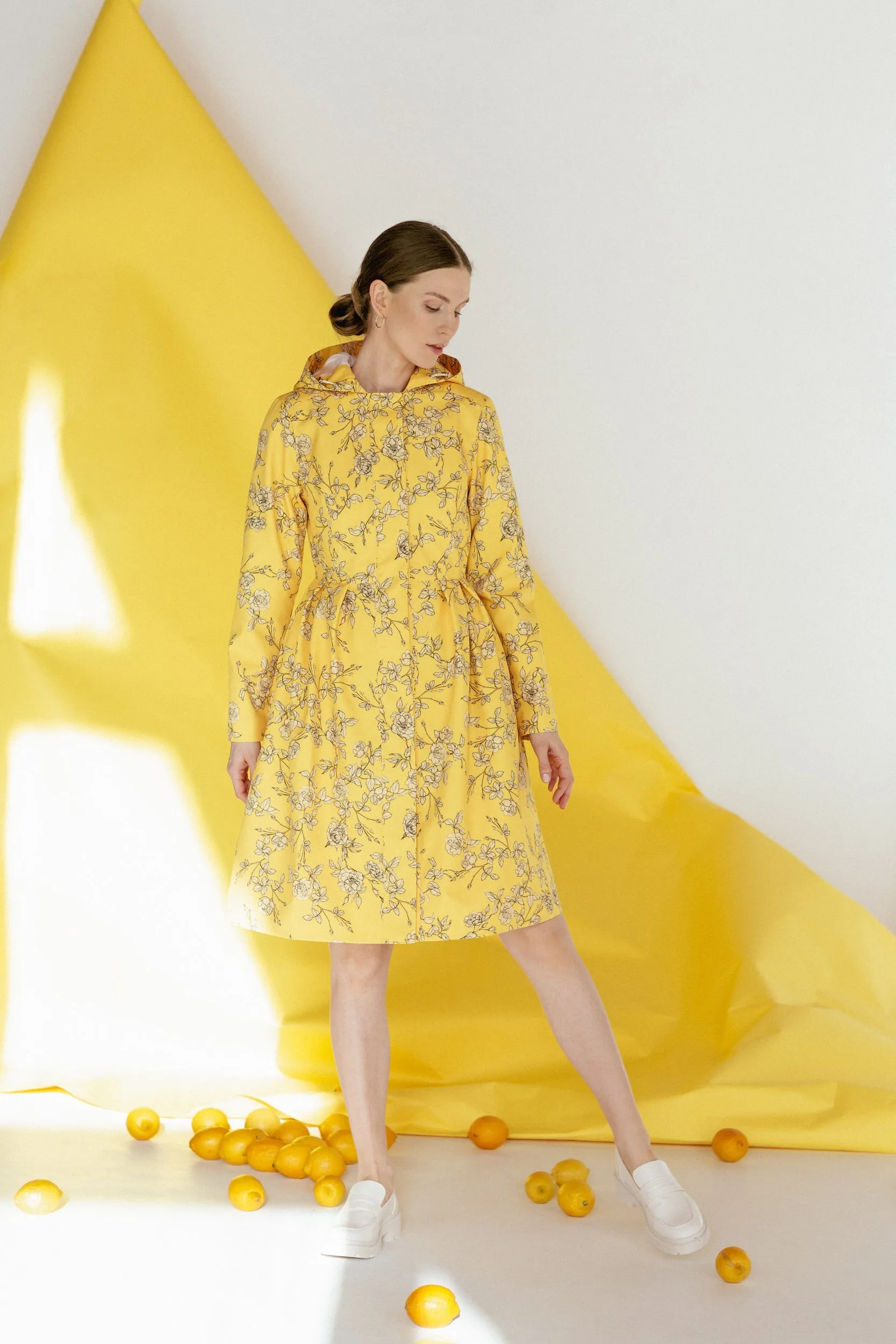 Wild Rose Raincoat Yellow and Off White