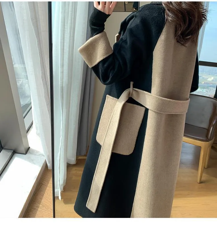 Wjczt Woolen Coat Women's Fashion Versatile Coat Women's 2022 Spring and Autumn New Style Temperament Button Medium Length Trench Coat