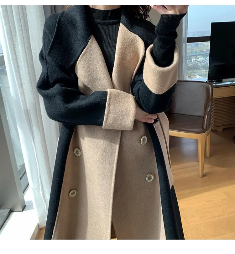 Wjczt Woolen Coat Women's Fashion Versatile Coat Women's 2022 Spring and Autumn New Style Temperament Button Medium Length Trench Coat