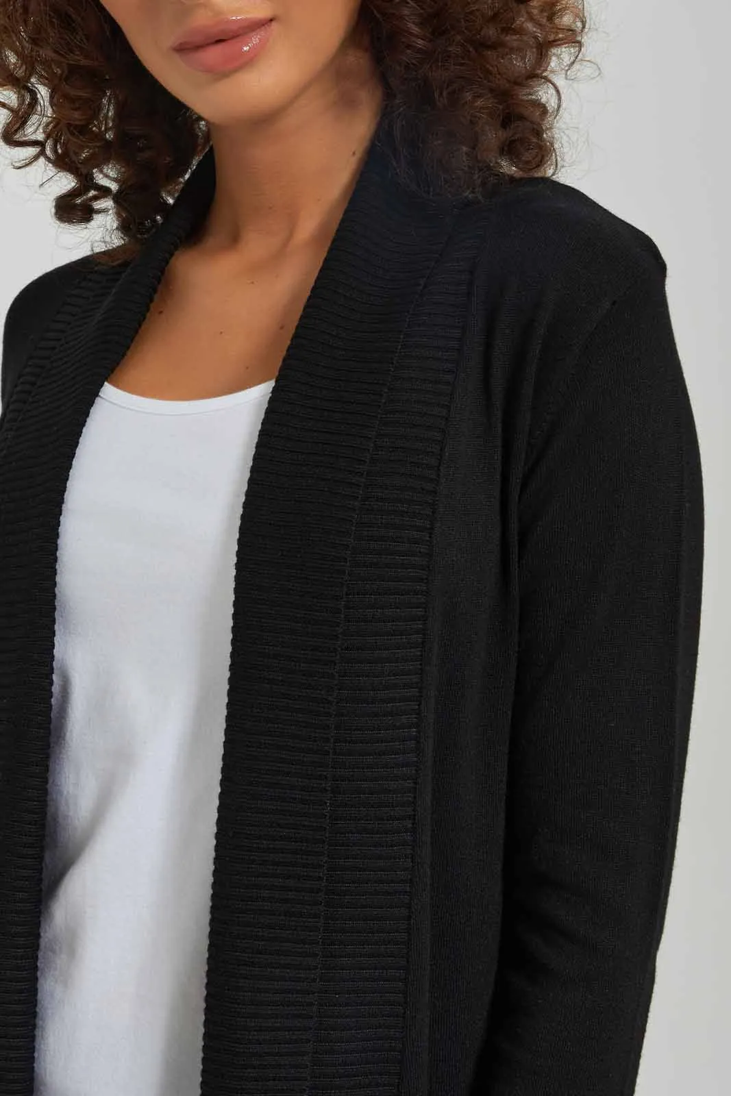 Women Black Drape Cardigan