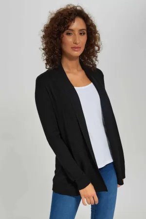 Women Black Drape Cardigan