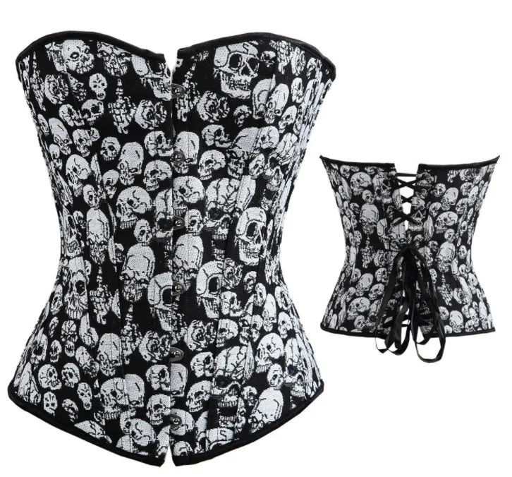 Women's Gothic Corset and Bustier sexy Skull Costume hot Clubwear Plus Sizes S-6XL