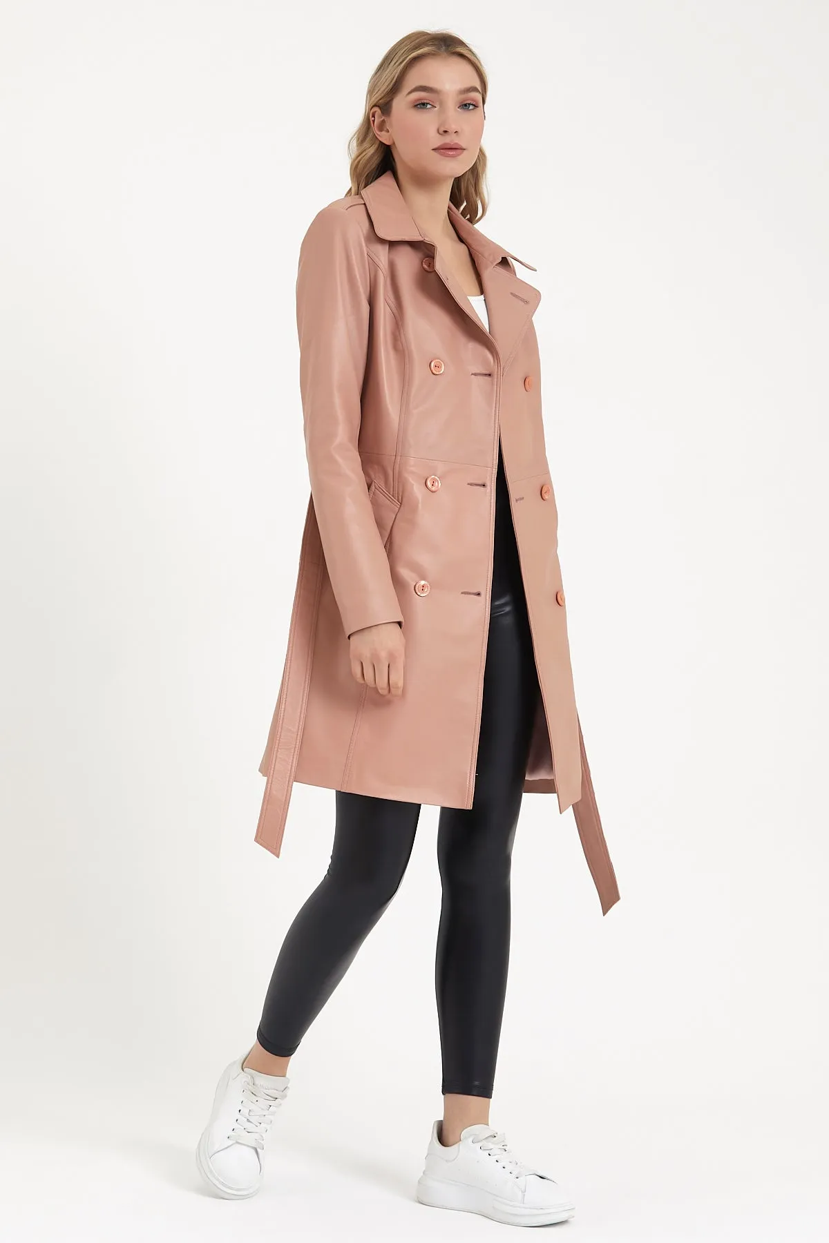 Women's leather trench coat