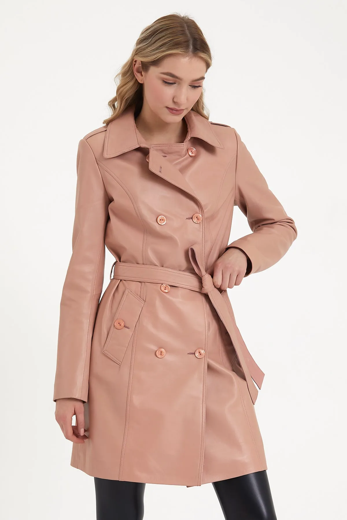 Women's leather trench coat