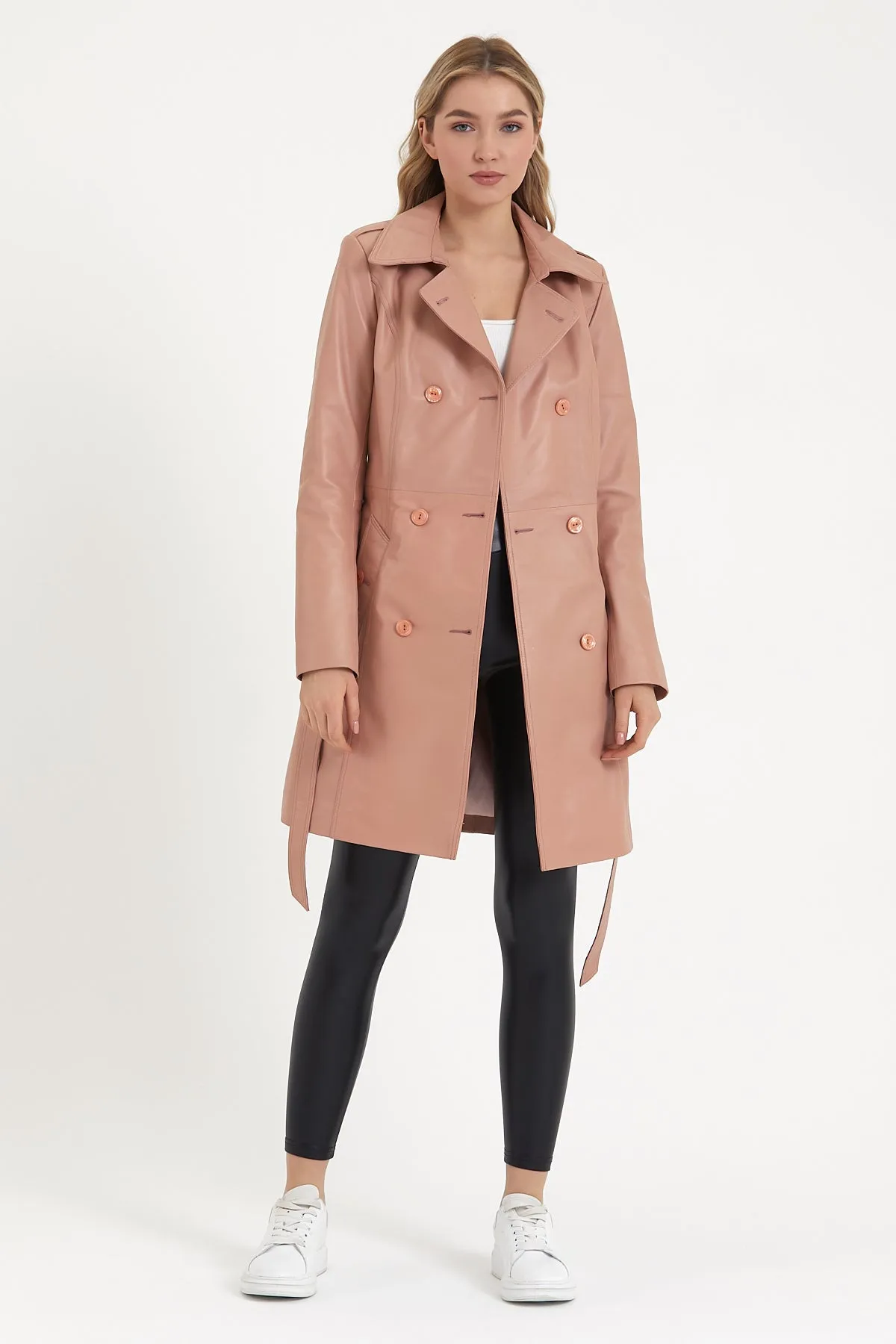 Women's leather trench coat