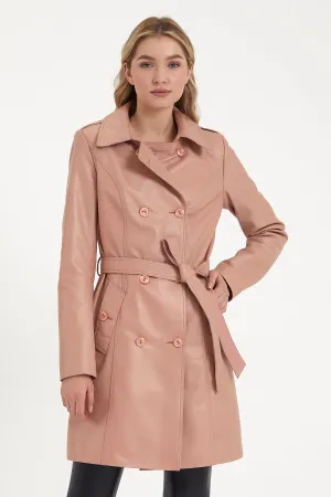 Women's leather trench coat