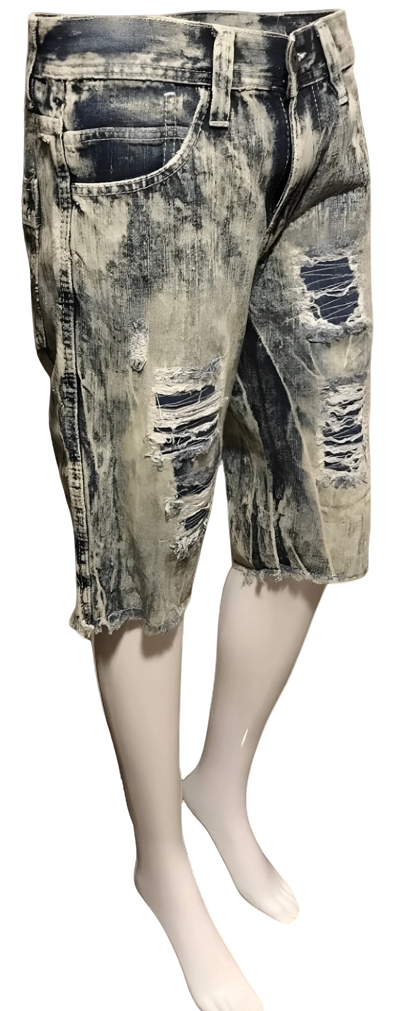 ^WT02^ RIPPED DENIM SHORTS FOR MEN (WAIST 30”)