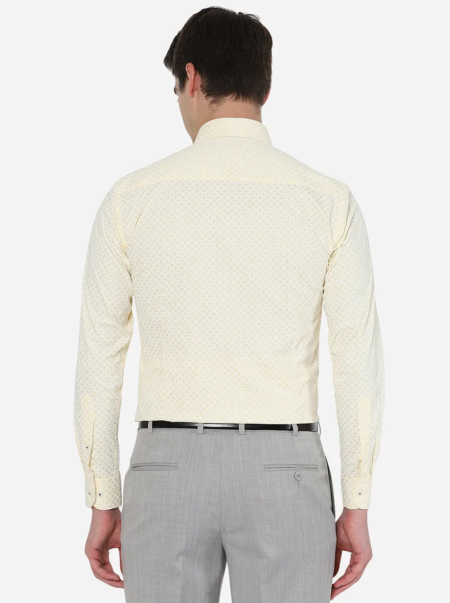 Yellow Printed Slim Fit Formal Shirt | Metal