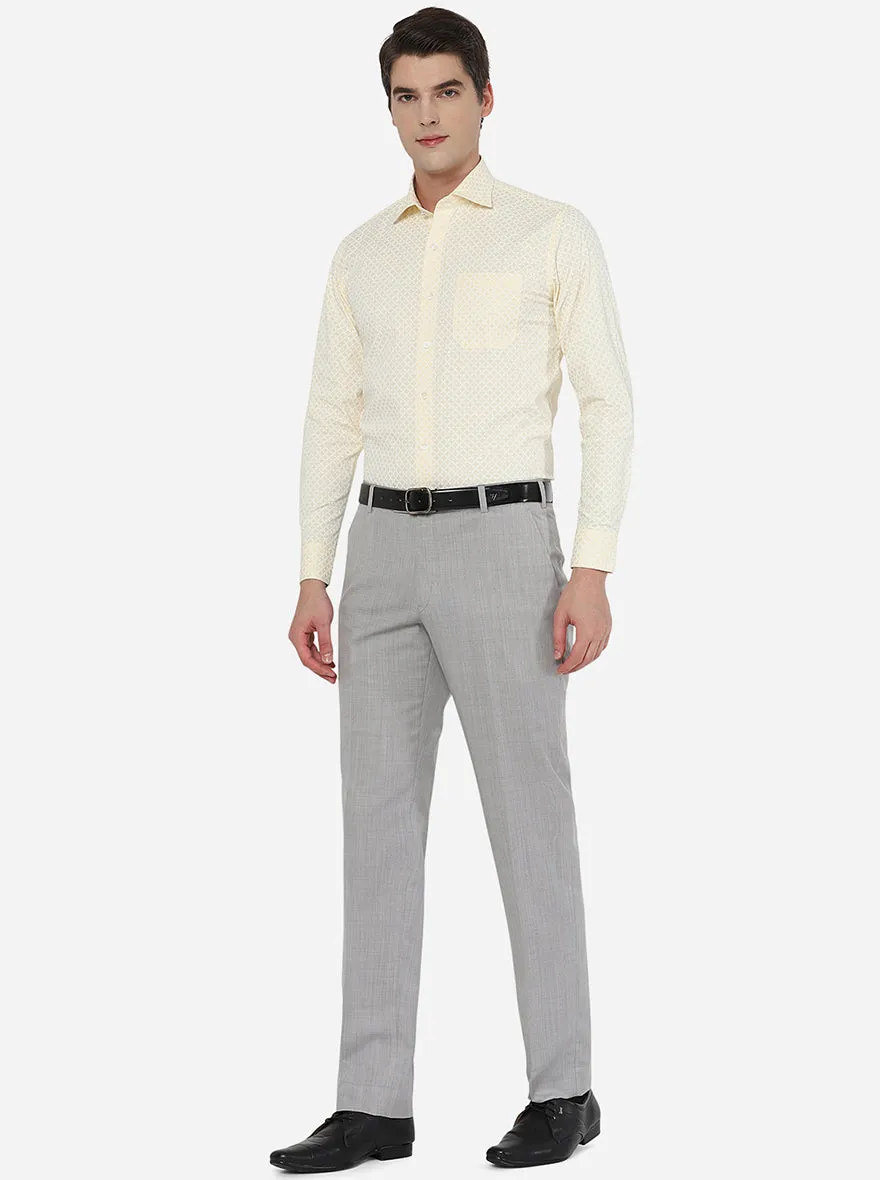 Yellow Printed Slim Fit Formal Shirt | Metal