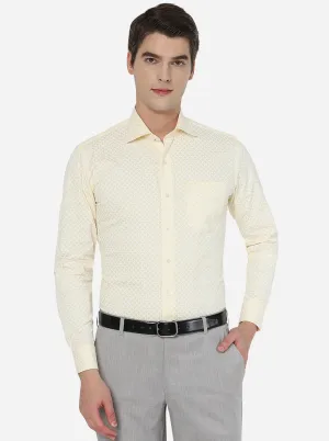 Yellow Printed Slim Fit Formal Shirt | Metal