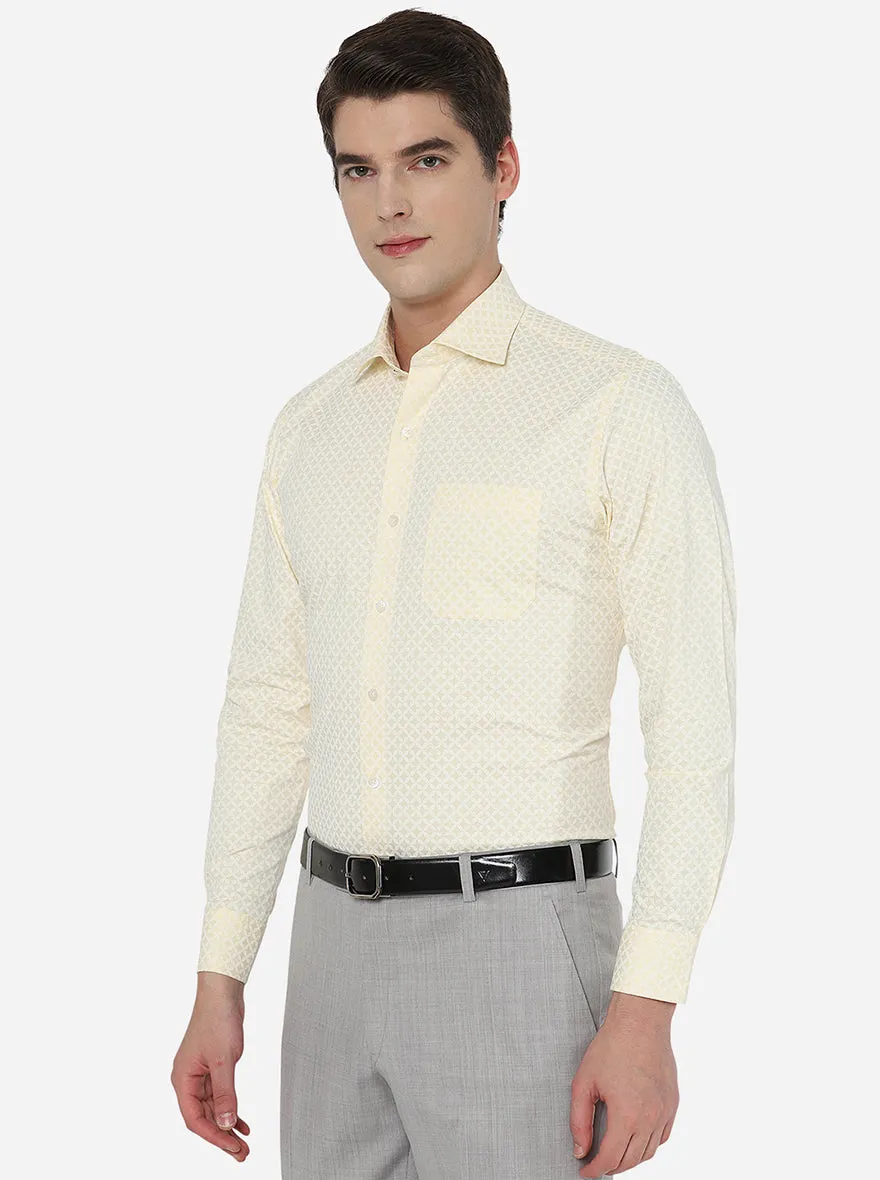 Yellow Printed Slim Fit Formal Shirt | Metal